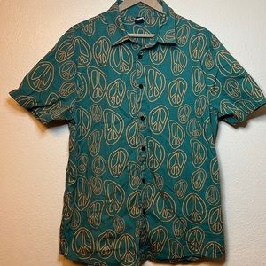 Neff peace sign button up shirt
